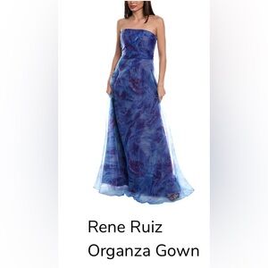 Stunning Blue Strapless Evening Gown